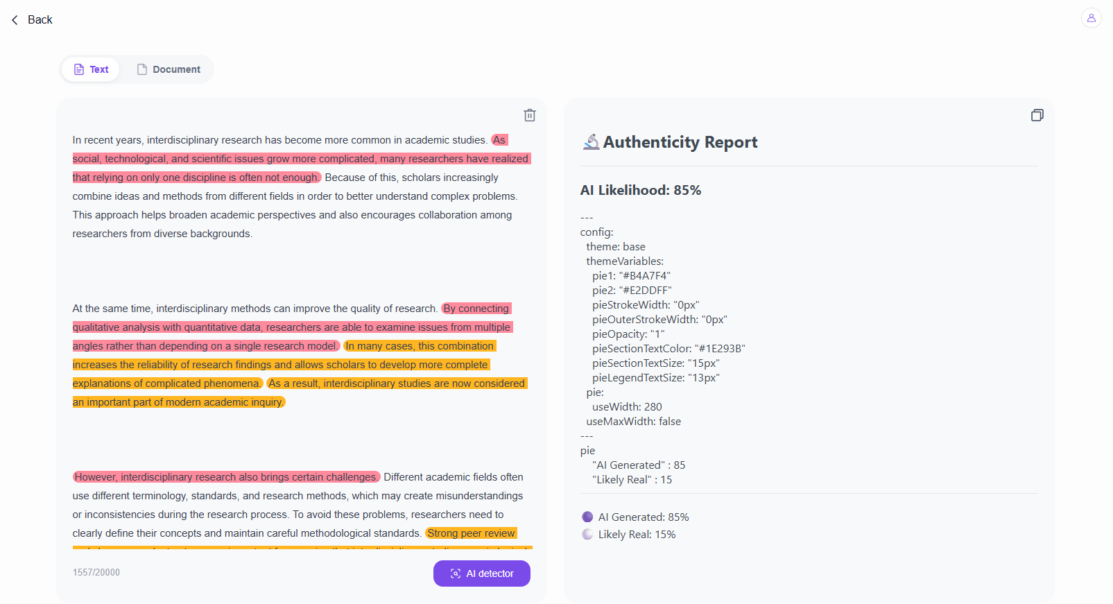 EaseDone AI Detector result