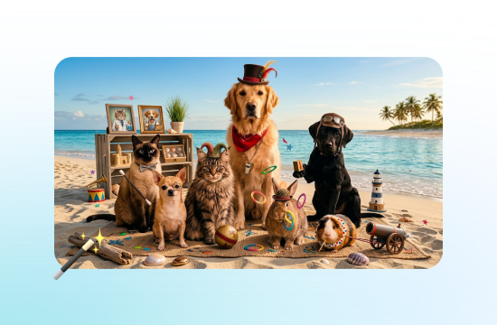 EaseDone AI create stylized group pet photos