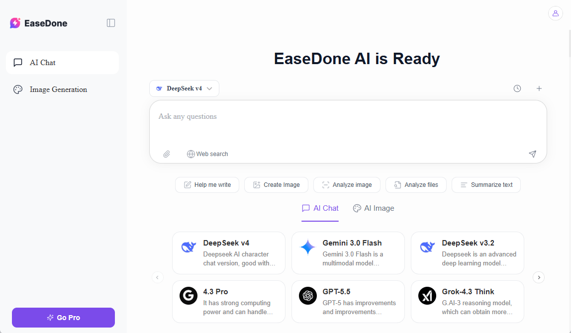 main interface of EaseDone AI