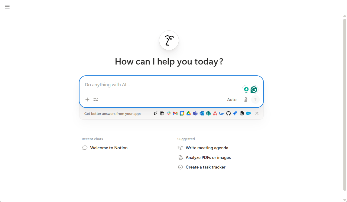 main interface of Notion AI