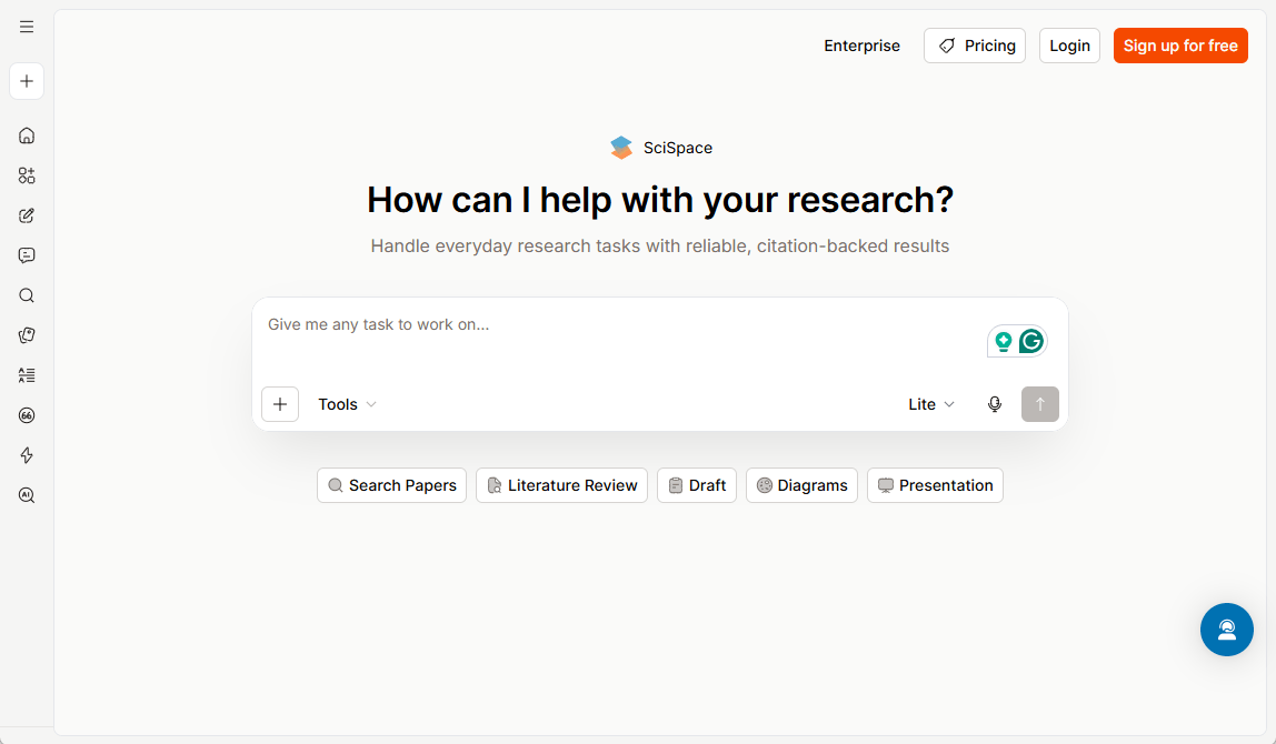 main interface of SciSace