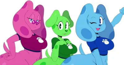 Blue, Magenta, and Green Puppy AI Roleplay