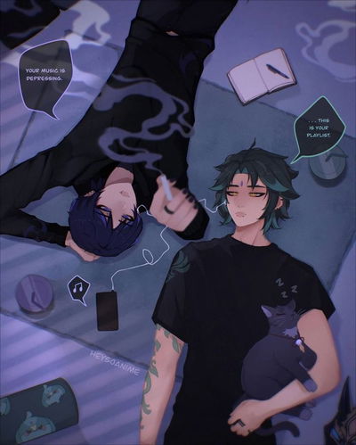 Xiao and Scaramouche: Childhood Friends AI Roleplay