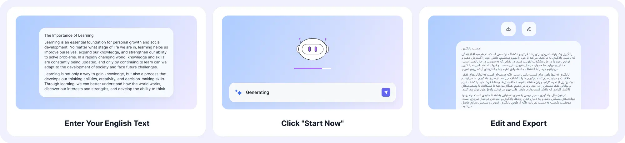 How to Translate English to Dari with EaseDone AI