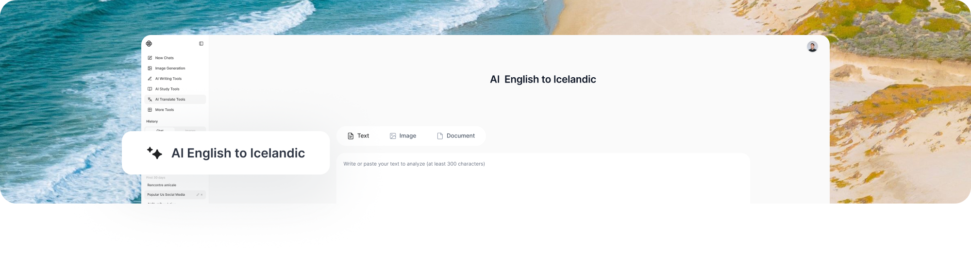 Translate English to Icelandic with AI