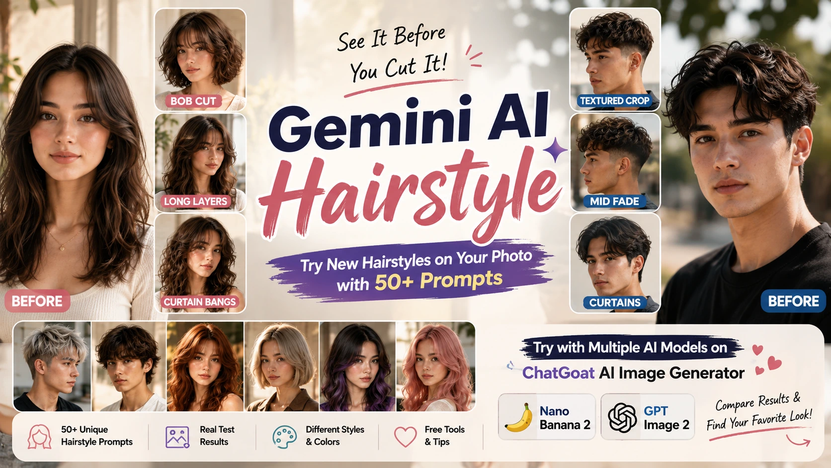 Gemini AI Hairstyle: Примерьте новые прически на своем фото с помощью 50+ промптов