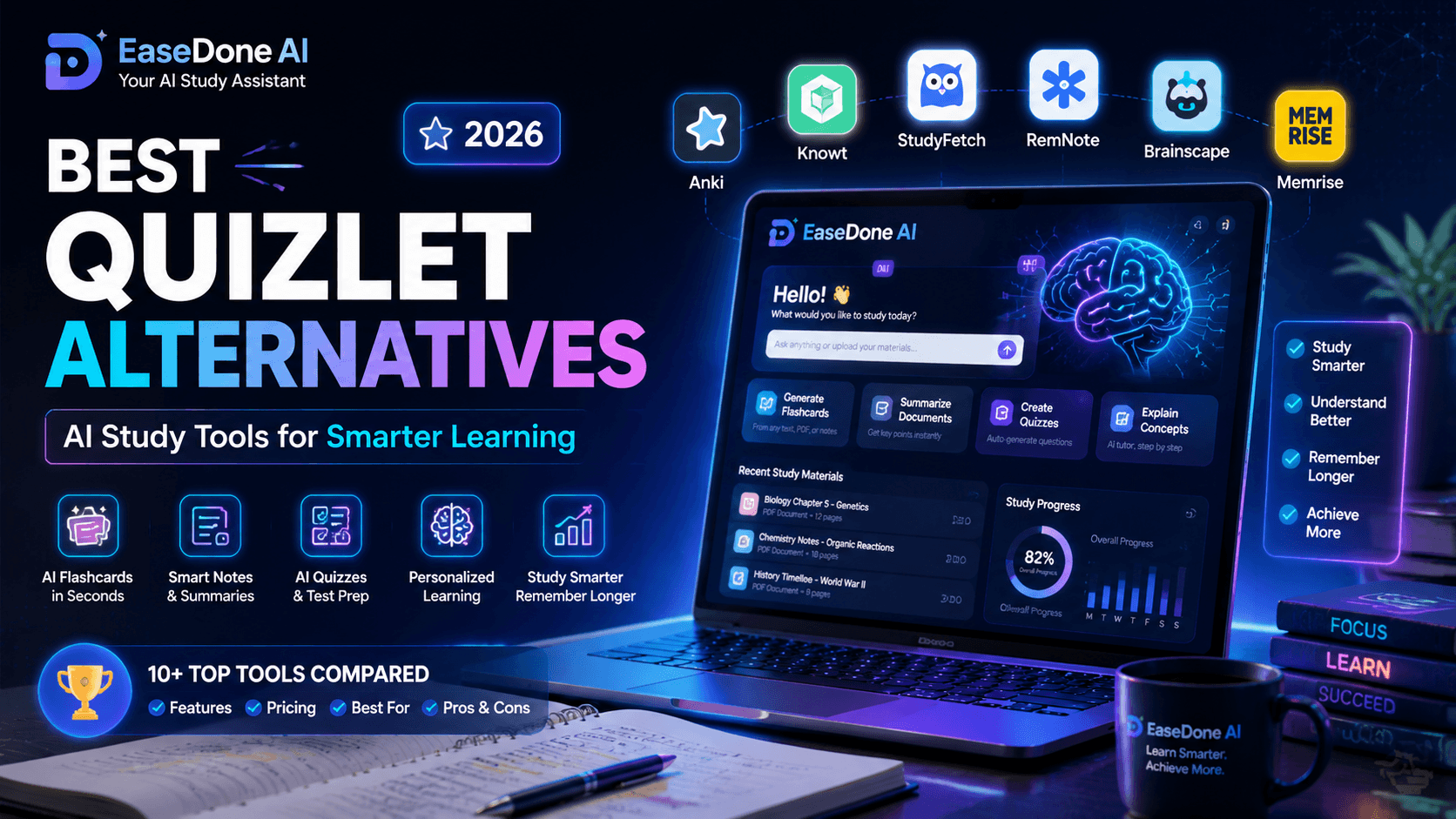 Best Quizlet Alternatives in 2026: AI Study Tools for Flashcards, Notes, Quizzes, and Learning