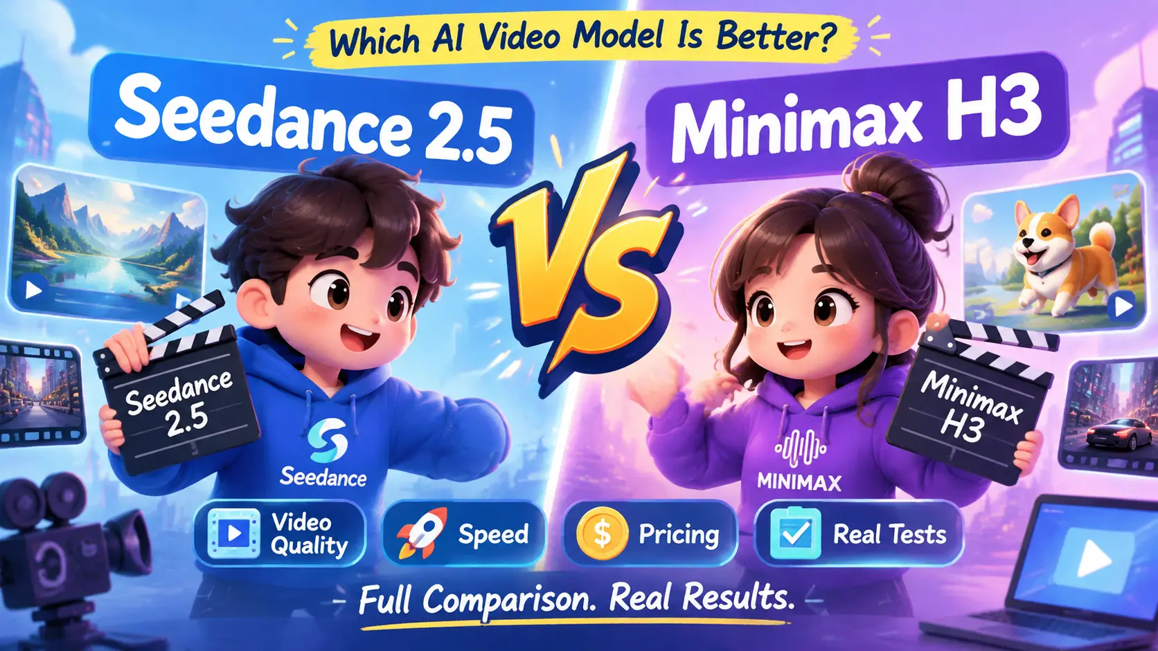 Seedance 2.5 против Minimax H3: характеристики, качество видео, скорость, цены и реальные тесты