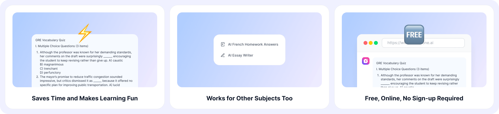 why choose EaseDone AI vocabulary quiz generator